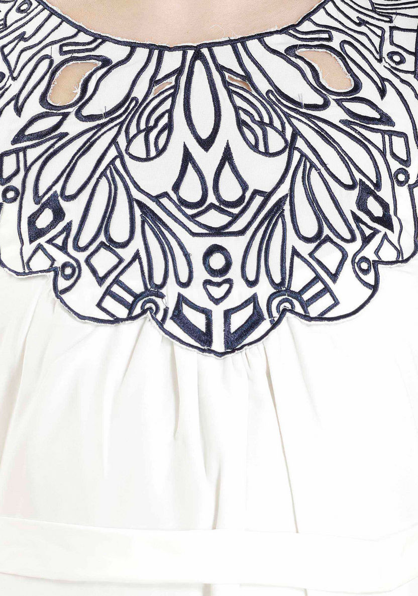 House of Napius Maternity Midi Dress with Embroidered Yoke-Dresses-image-3
