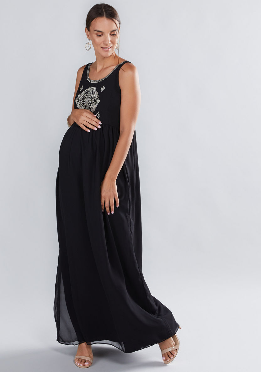 House of Napius Maternity Embroidered Maxi Dress-Twinning-image-0