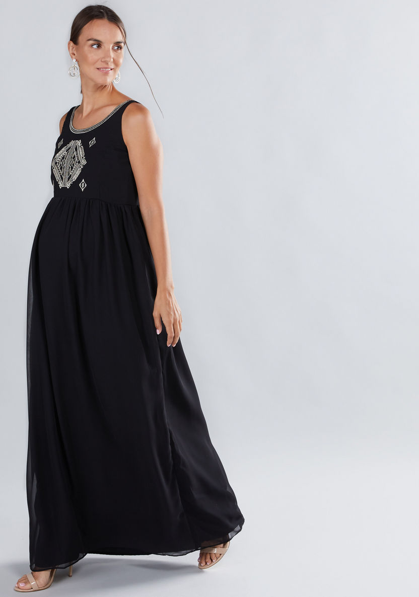 House of Napius Maternity Embroidered Maxi Dress-Twinning-image-2