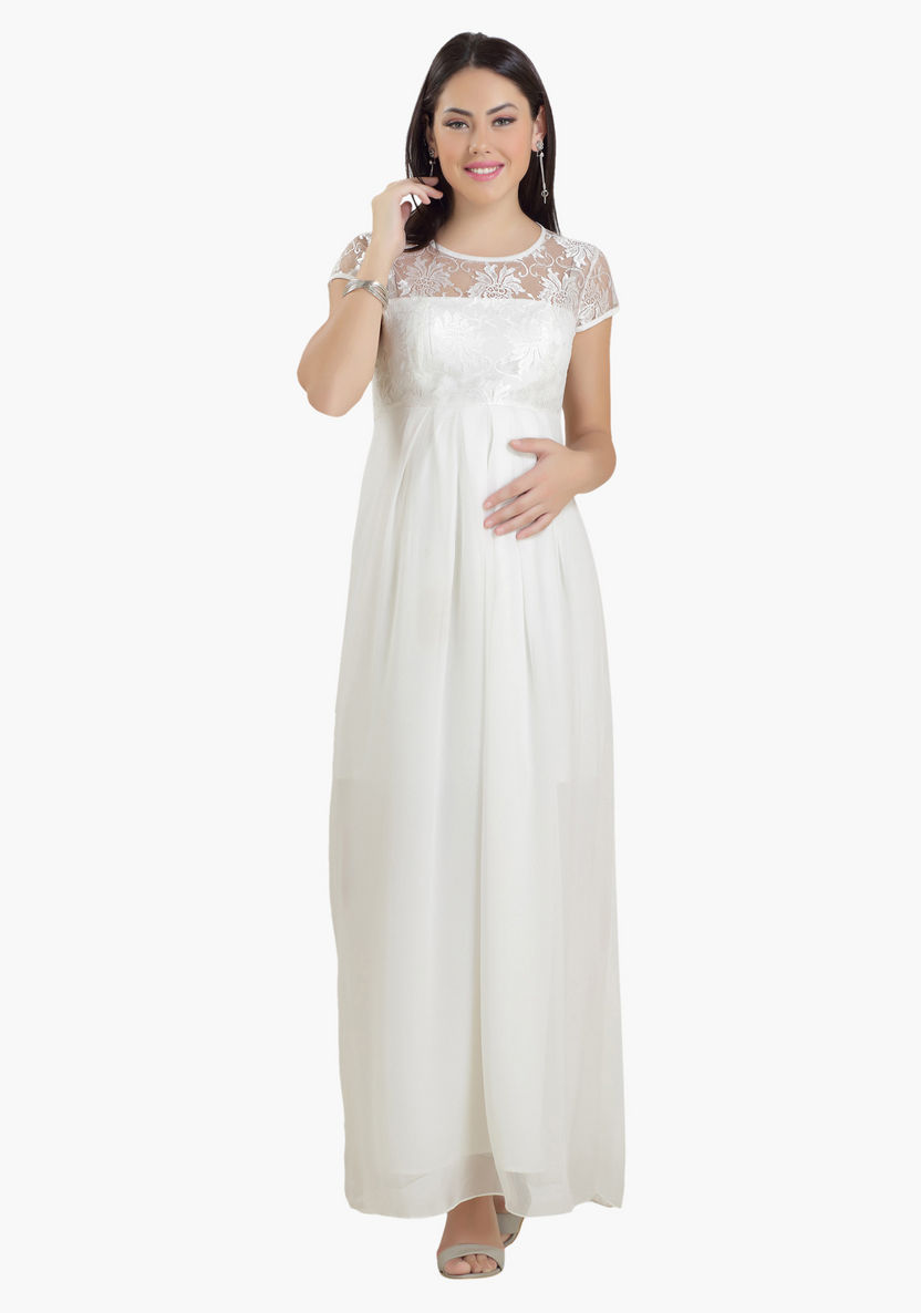 House of Napius Maternity Maxi Dress with Lace Detail-Dresses-image-0