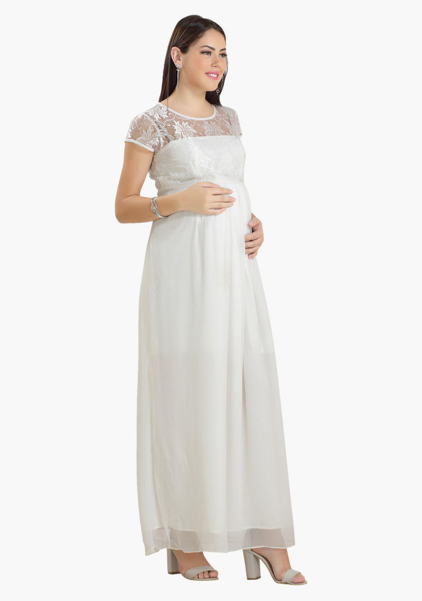 House of Napius Maternity Maxi Dress with Lace Detail-Dresses-image-2