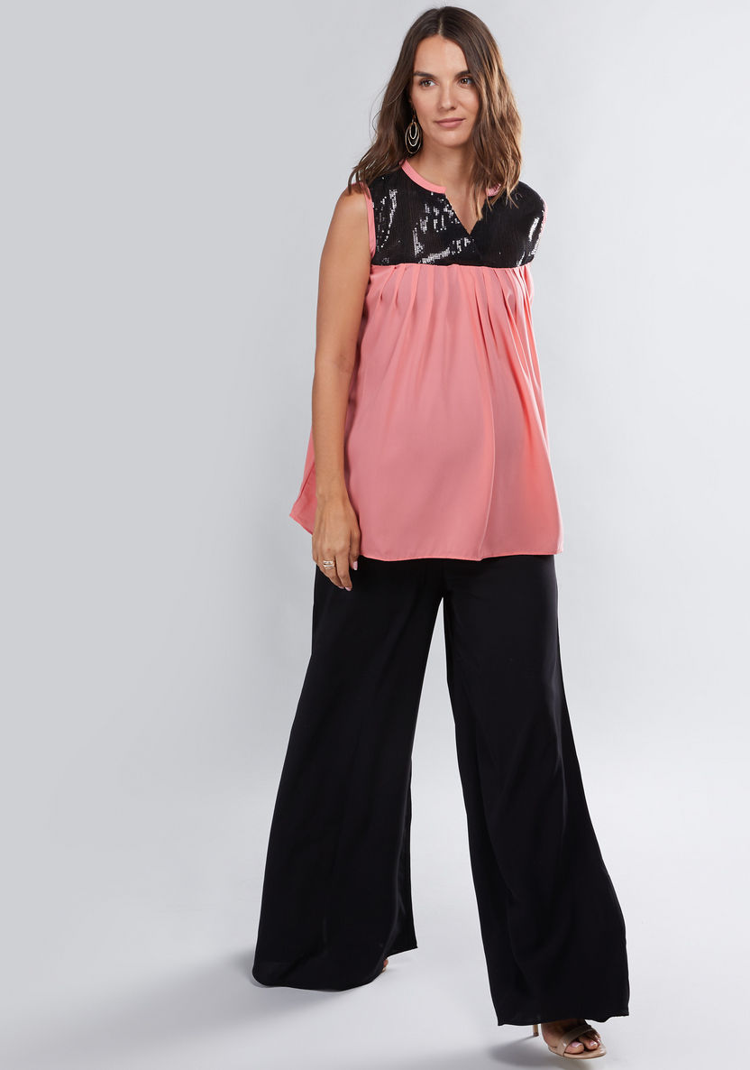 House of Napius Maternity Sleeveless Top with Sequin Detail-Sets-image-0