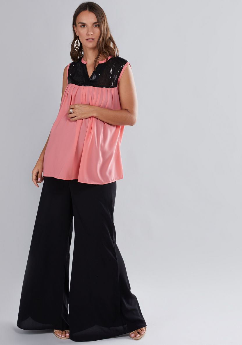 House of Napius Maternity Sleeveless Top with Sequin Detail-Sets-image-2
