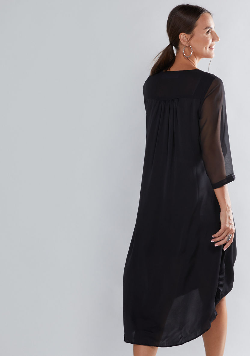 House of Napius Maternity Midi Dress with V-Neck and 3/4 Sleeves-Dresses-image-1