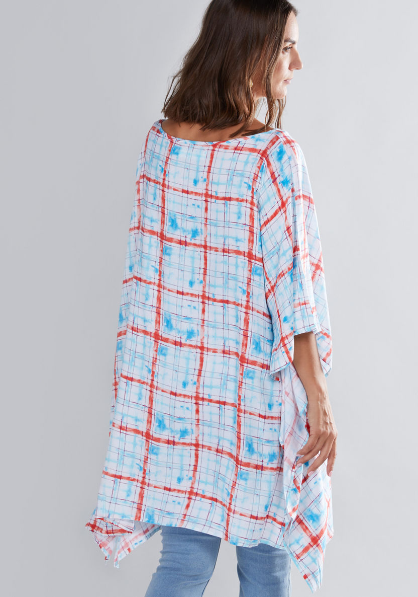 House of Napius Maternity Chequered Kaftan with Boat Neck-Dresses-image-1