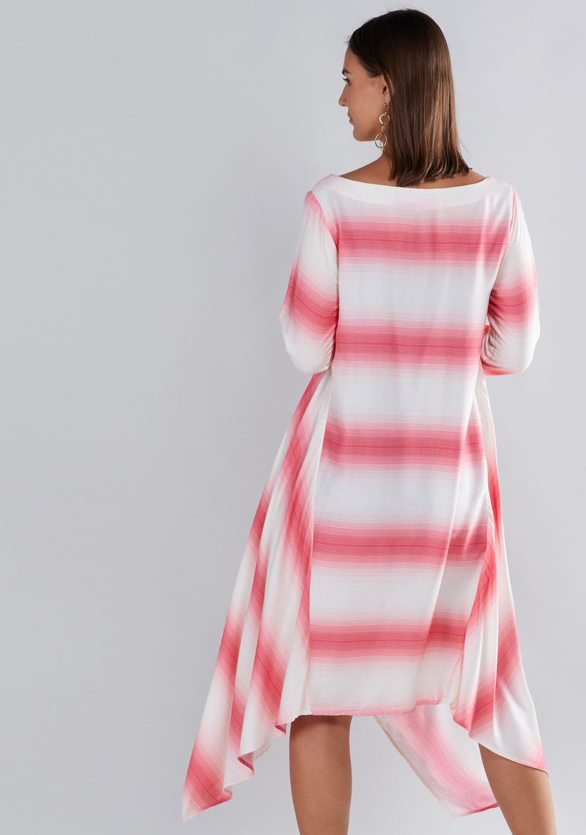 House of Napius Maternity Striped Dress with Asymmetric Hem-Dresses-image-1