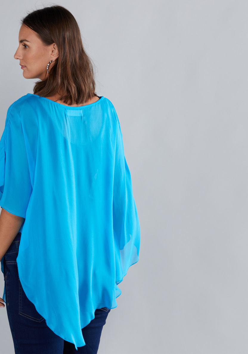 House of Napius Maternity Boat Neck Poncho with Short Sleeves-Tops-image-1
