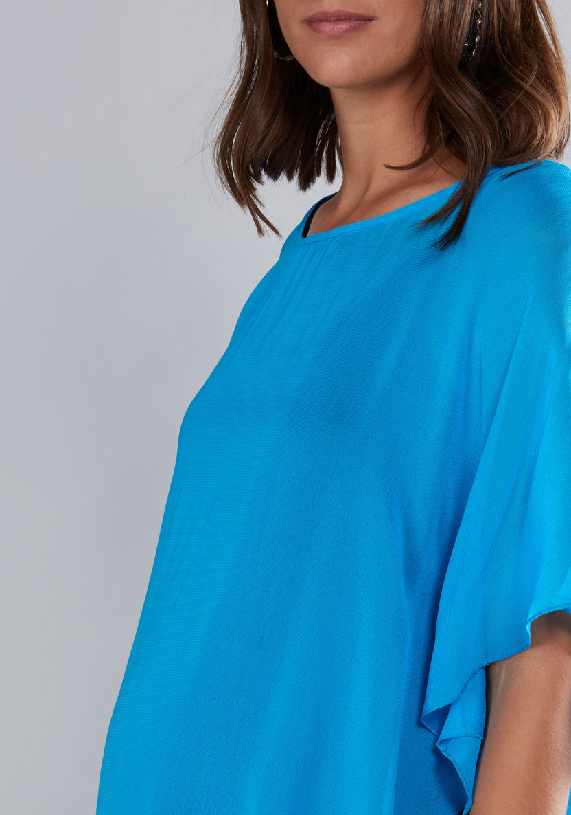 House of Napius Maternity Boat Neck Poncho with Short Sleeves-Tops-image-3