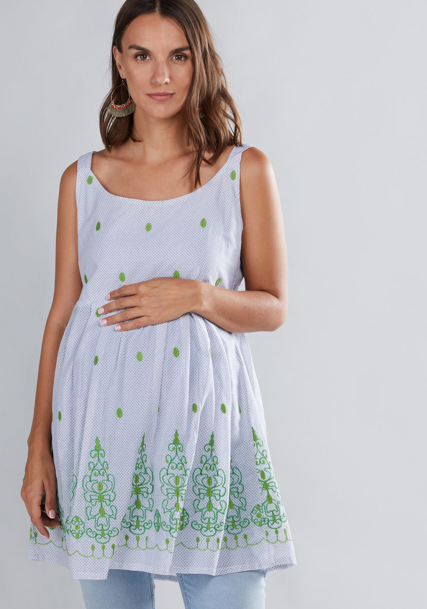 House of Napius Maternity Printed Sleeveless Tunic-Tops-image-2