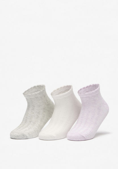 Set of 3 - Textured Ankle Length Socks-Girl%27s Socks & Tights-image-0