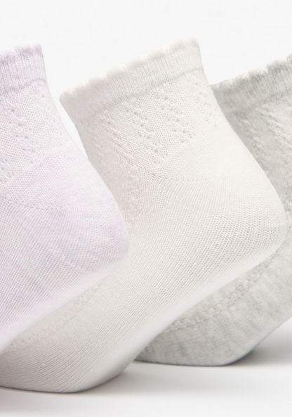 Set of 3 - Textured Ankle Length Socks-Girl%27s Socks & Tights-image-1
