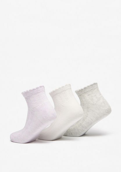 Set of 3 - Textured Ankle Length Socks-Girl%27s Socks & Tights-image-2