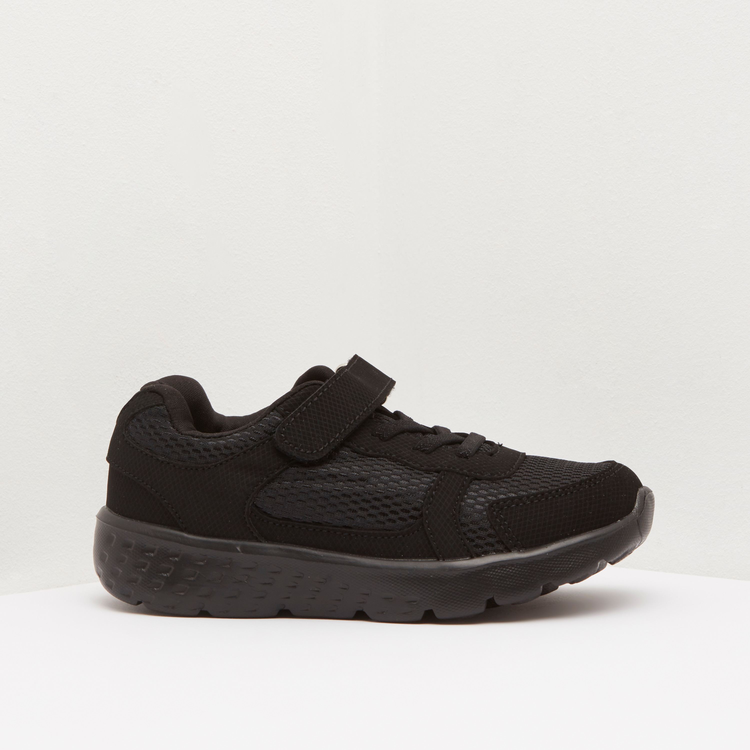 Girls Textured Hook & Loop Trainers Shoes-girls-shoes-sneakers-image-1