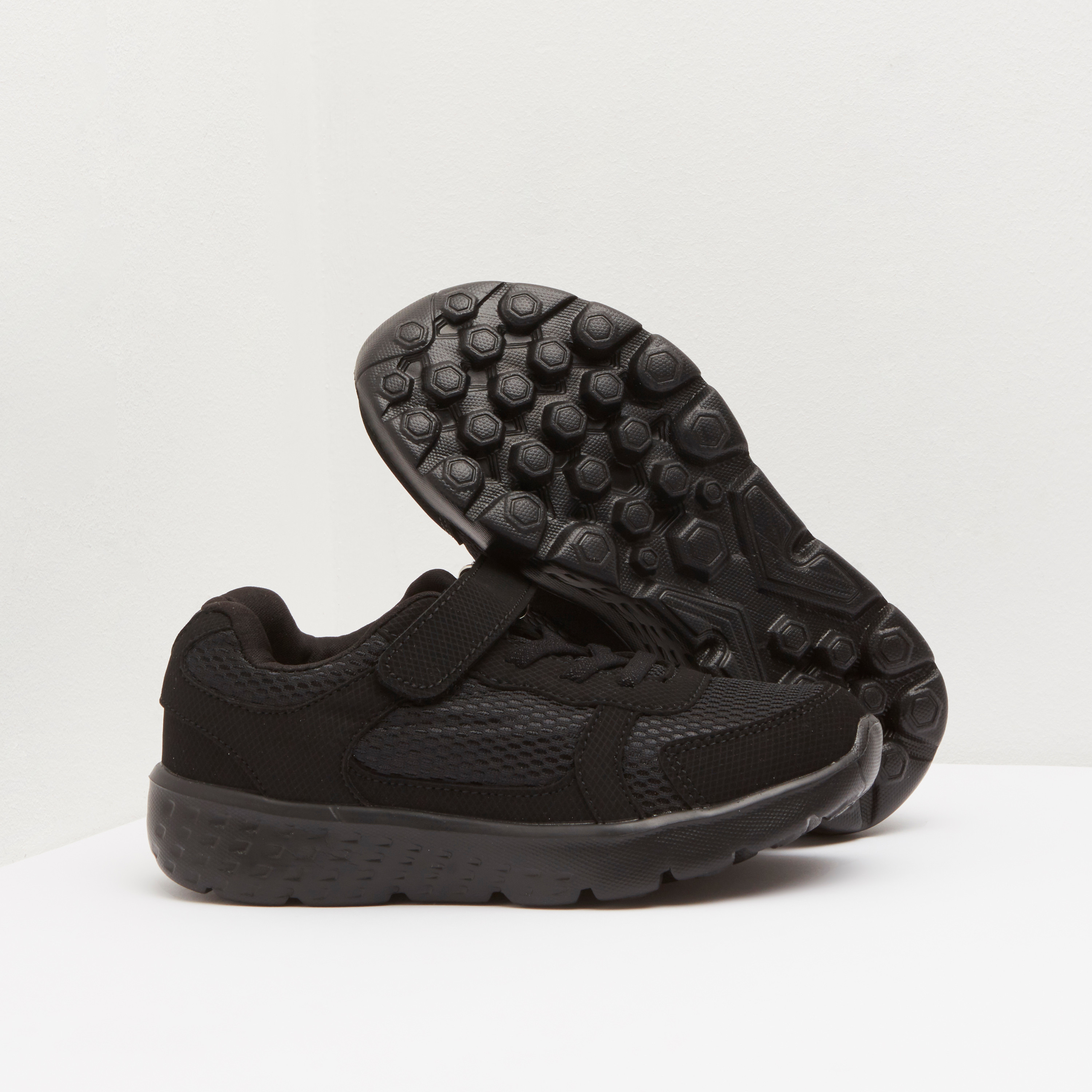 Girls Textured Hook & Loop Trainers Shoes-girls-shoes-sneakers-image-3