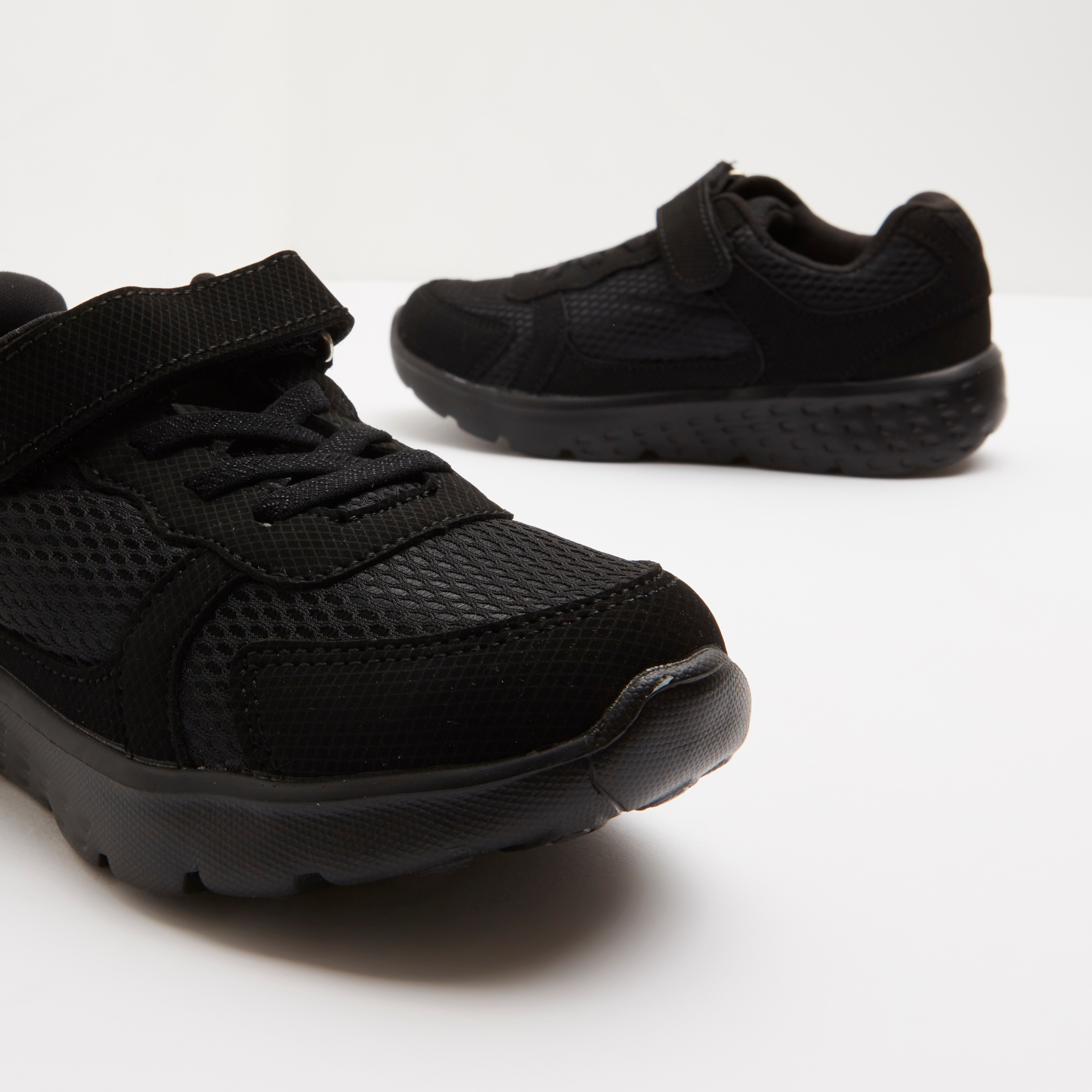 Girls Textured Hook & Loop Trainers Shoes-girls-shoes-sneakers-image-4