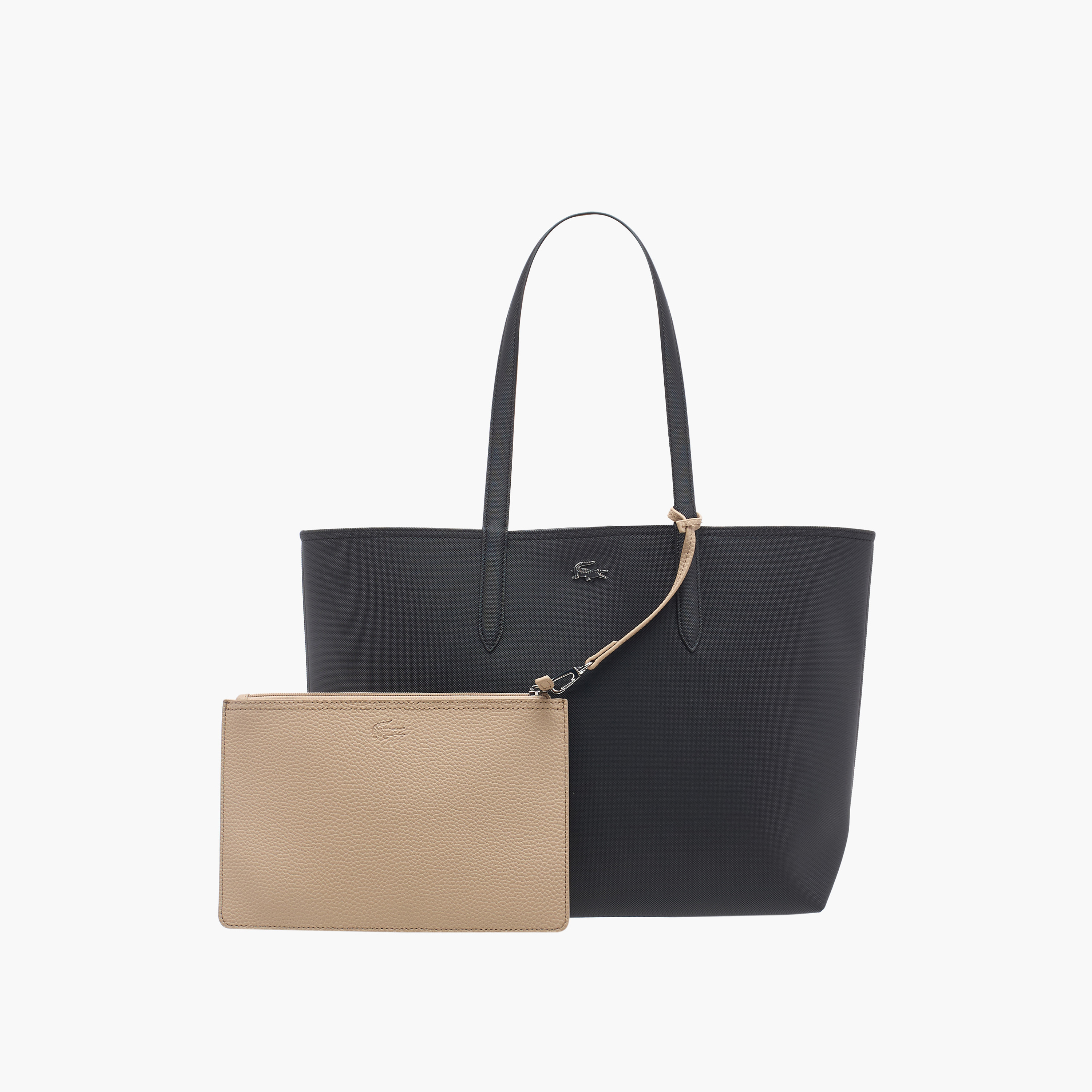 شنطة توتي سادة بمقابض مزدوجة مع شنطة صغيرة من لاكوست-women-bagsandwallets-handbags-image-1