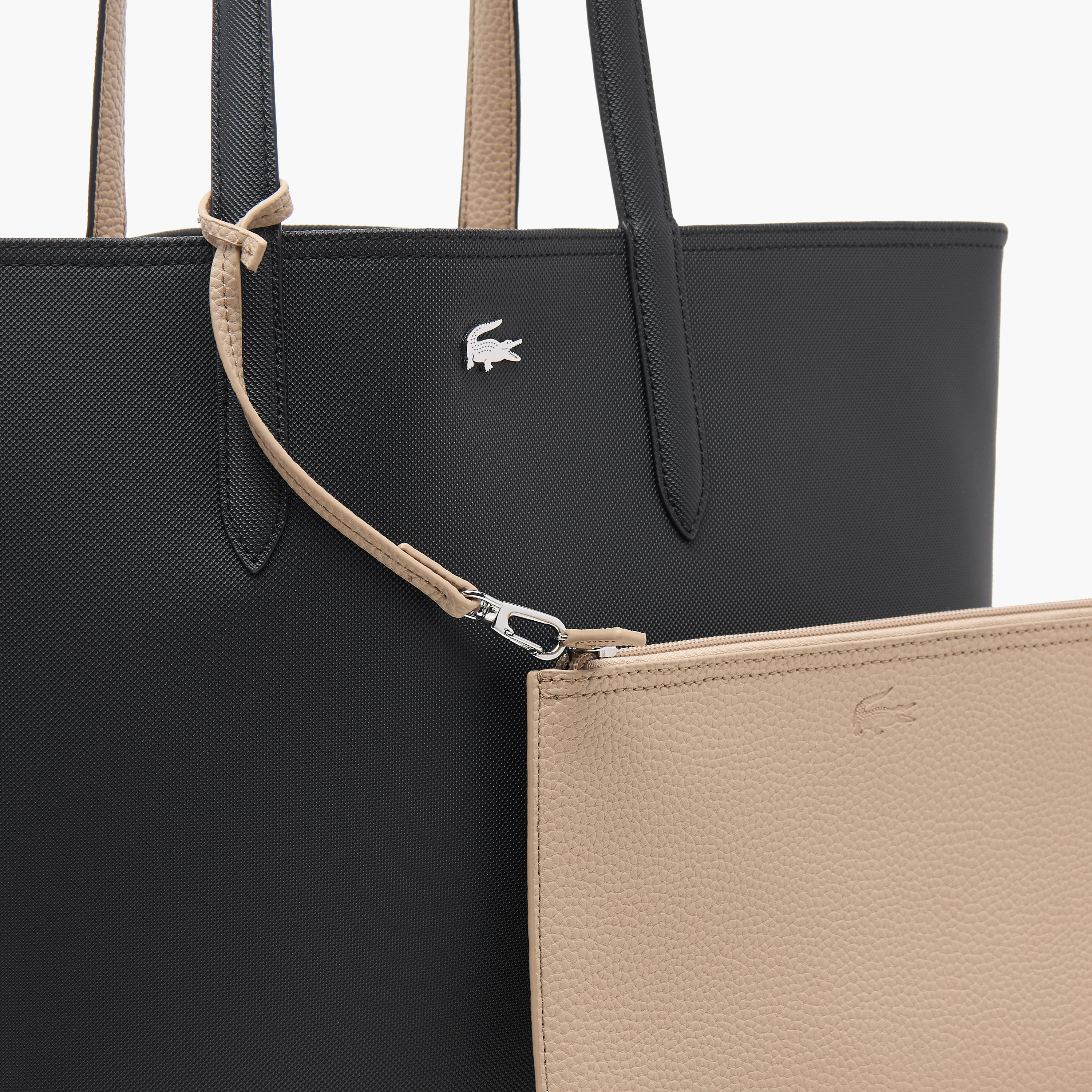 شنطة توتي سادة بمقابض مزدوجة مع شنطة صغيرة من لاكوست-women-bagsandwallets-handbags-image-5