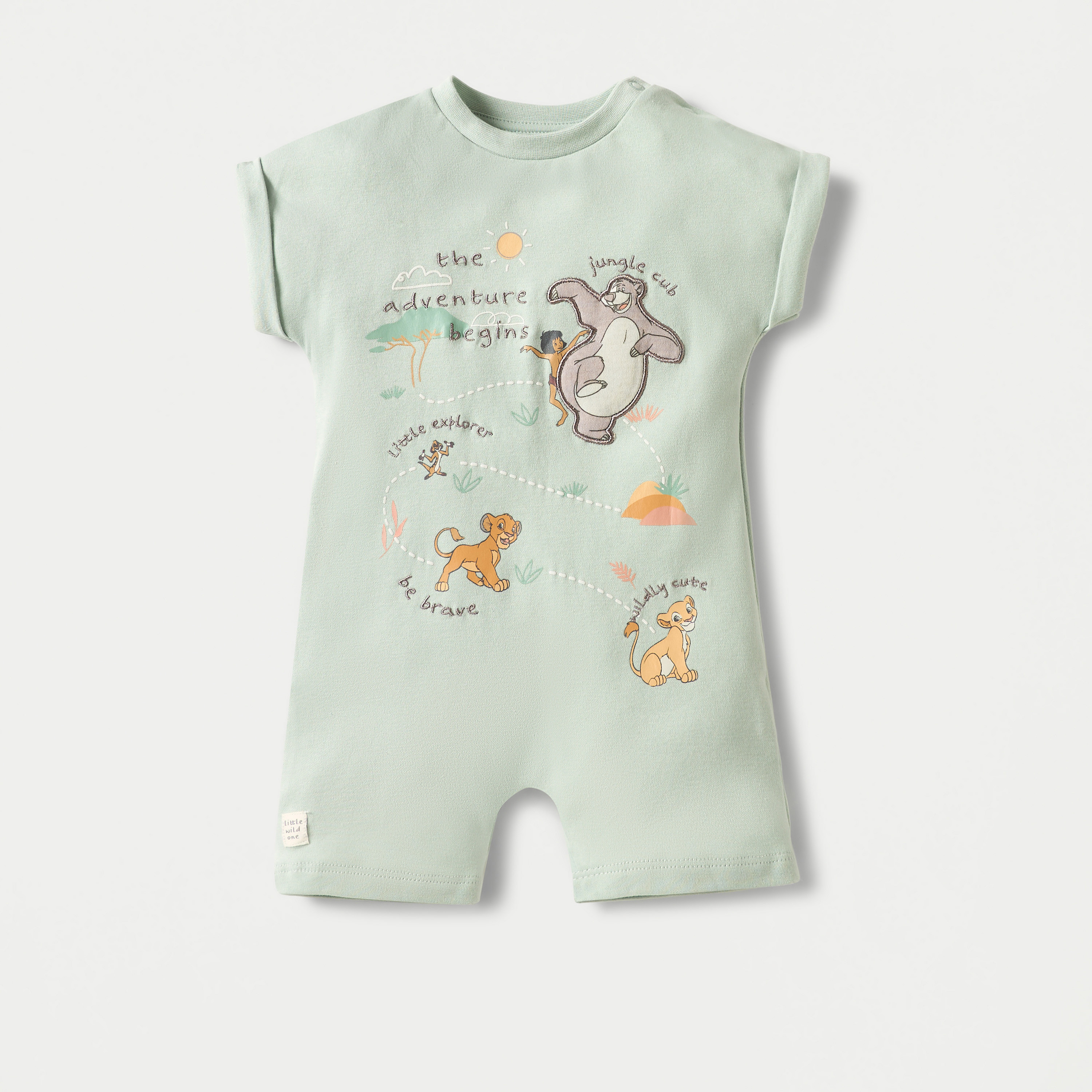 أفرول بطبعات ليون كينج وأكمام قصيرة وأزرار إغلاق من ديزني-baby-boys-clothing-rompers-image-1
