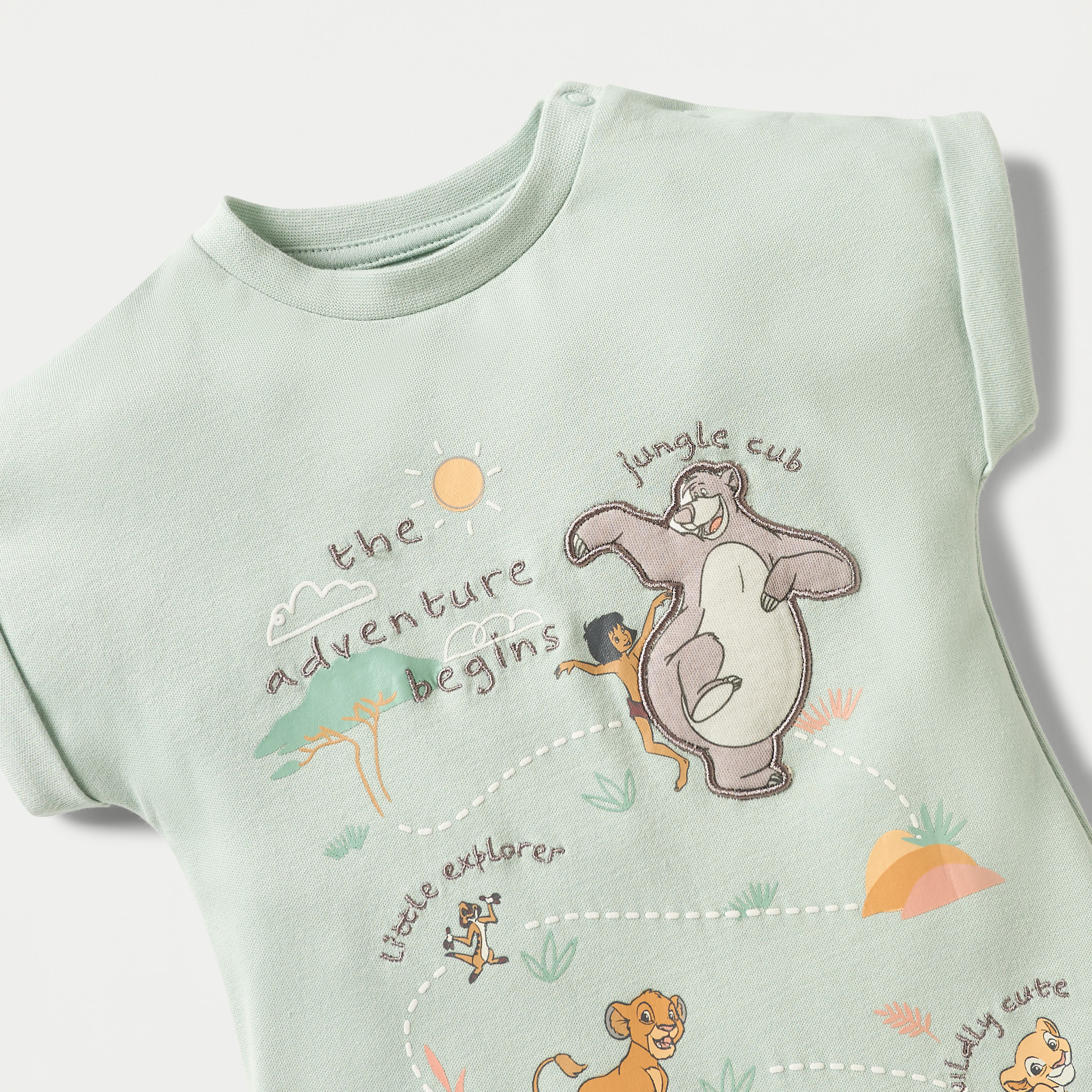 أفرول بطبعات ليون كينج وأكمام قصيرة وأزرار إغلاق من ديزني-baby-boys-clothing-rompers-image-3