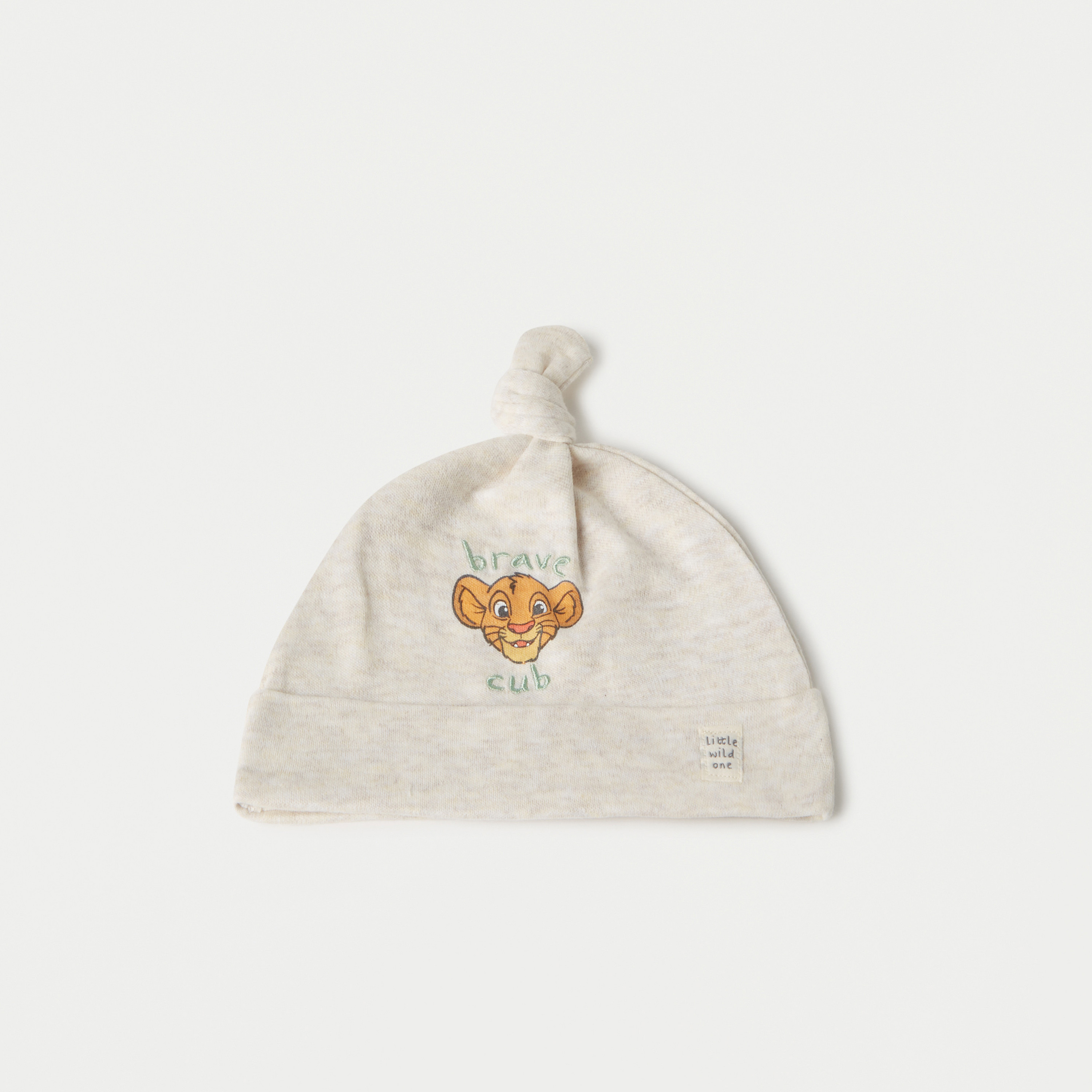 Disney Simba Print Beanie Cap with Knot Detail-baby-boys-accessories-caps-image-1