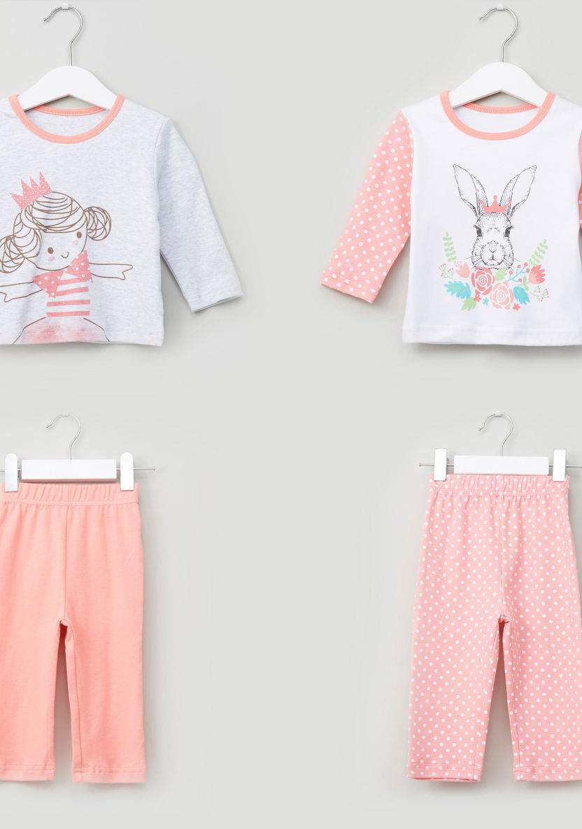 Juniors Printed Long Sleeves T-shirt and Pyjama Set-Pyjama Sets-image-0