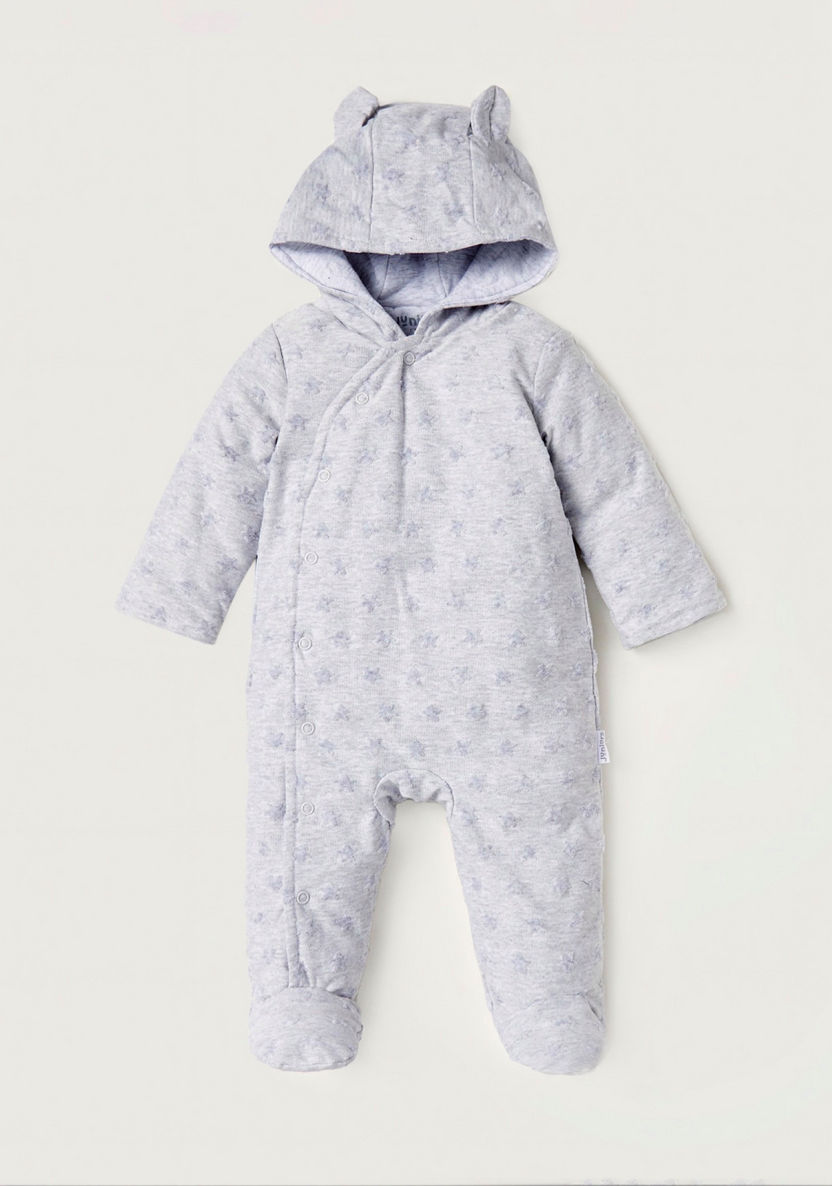 Juniors Self Design Zippered Sleepsuit with Long Sleeves and Hood-Sleepsuits-image-0
