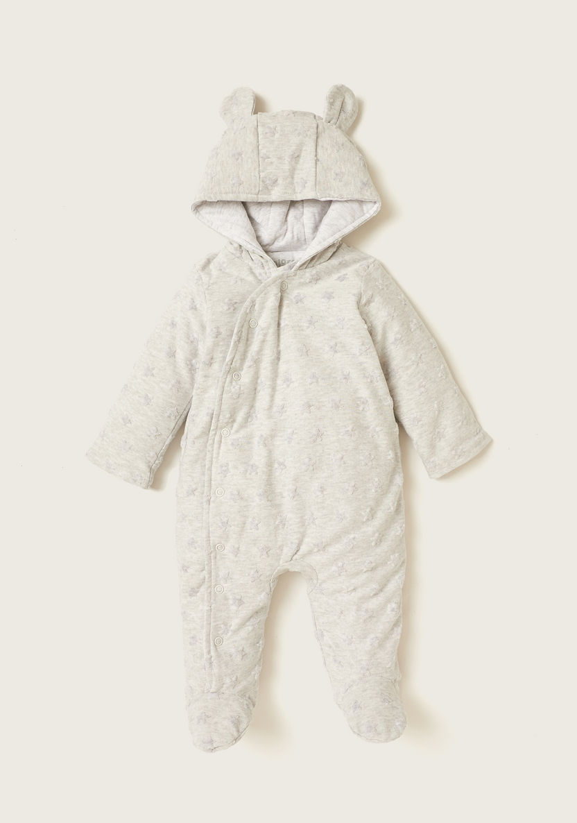 Juniors Self Design Zippered Sleepsuit with Long Sleeves and Hood-Sleepsuits-image-0