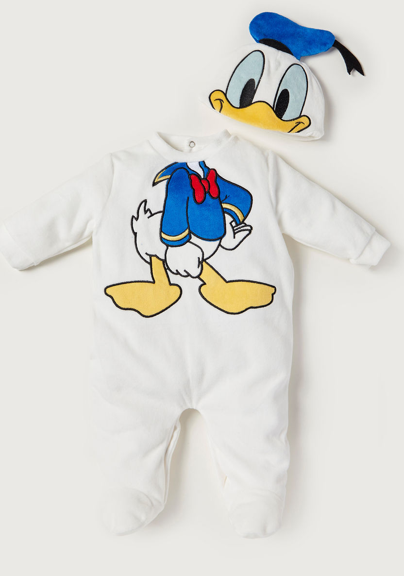 Disney Donald Duck Embroidered Closed Feet Sleepsuit with Cap-Sleepsuits-image-0