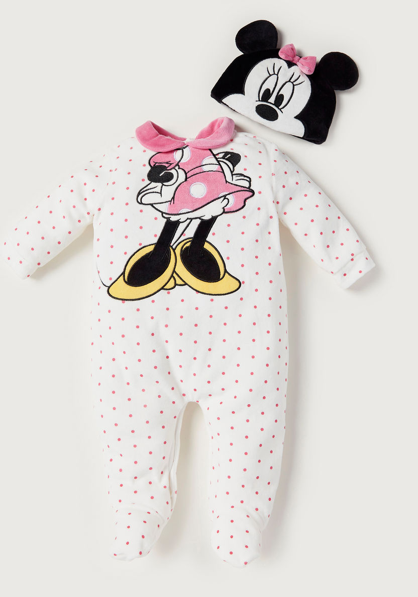 Disney Minnie Mouse Embroidered Closed Feet Sleepsuit with Cap-Sleepsuits-image-0