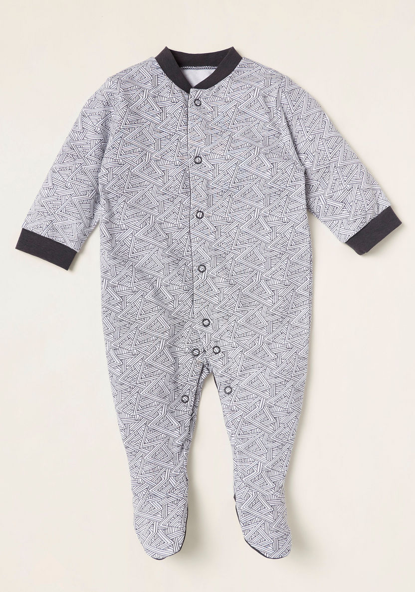 Juniors Printed Closed Feet Sleepsuit with Long Sleeves - Set of 3-Sleepsuits-image-2