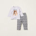 Juniors Printed Long Sleeves T-shirt and Pyjamas - Set of 2-Pyjama Sets-thumbnail-1