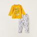 Juniors Printed Long Sleeves T-shirt and Pyjamas - Set of 2-Pyjama Sets-thumbnail-2