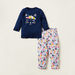 Juniors Printed Long Sleeves T-shirt and Pyjamas - Set of 2-Pyjama Sets-thumbnail-1
