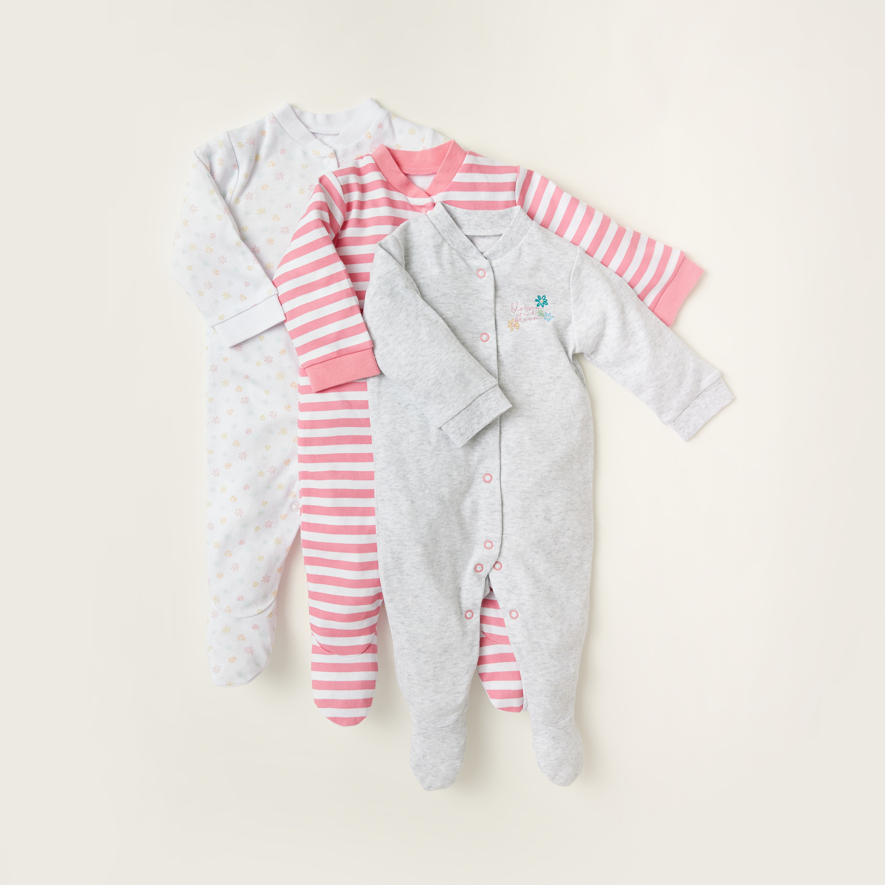 Buy Juniors Printed Long Sleeves Sleepsuit Set of 3 Online Mothercare Bahrain