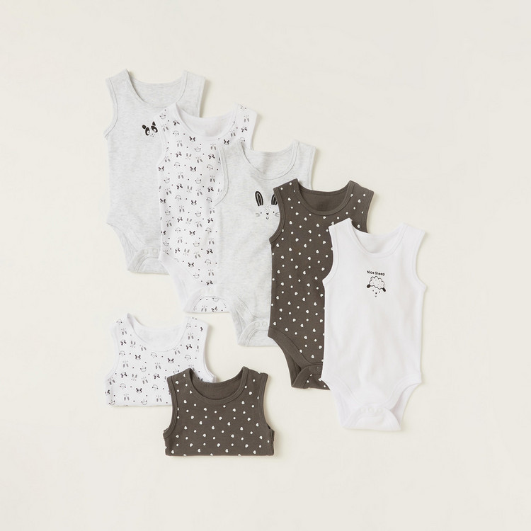 Juniors Printed Bodysuit with Snap Button Closure - Set of 7