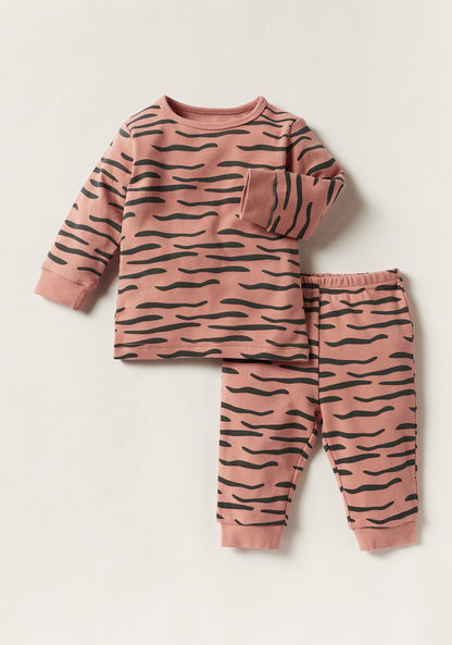 Juniors Printed Long Sleeve T-shirts and Pyjamas - Set of 2-Pyjama Sets-image-1
