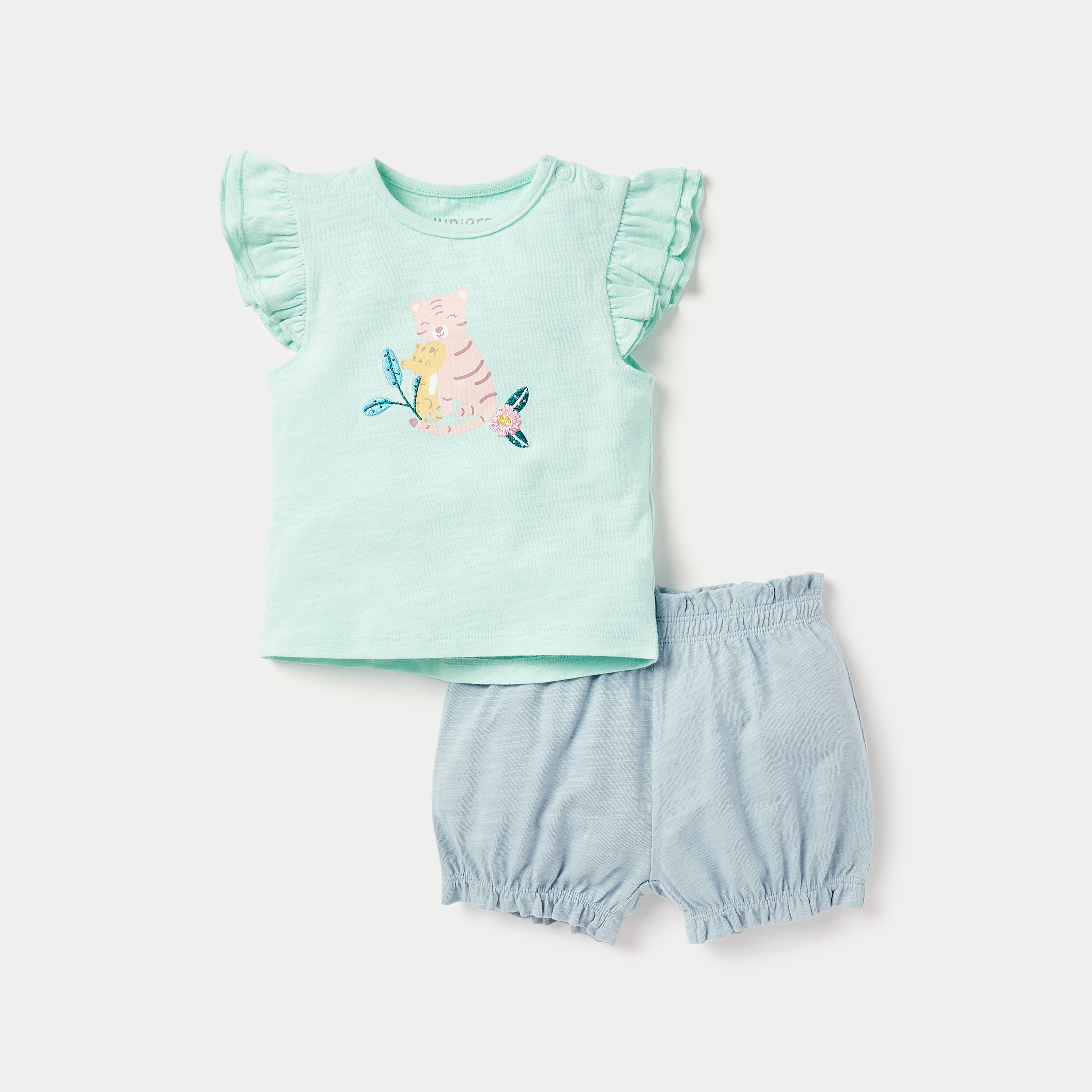 Juniors Tiger Print T-shirt and Shorts Set-baby-girls-clothing-setsandcoords-image-1