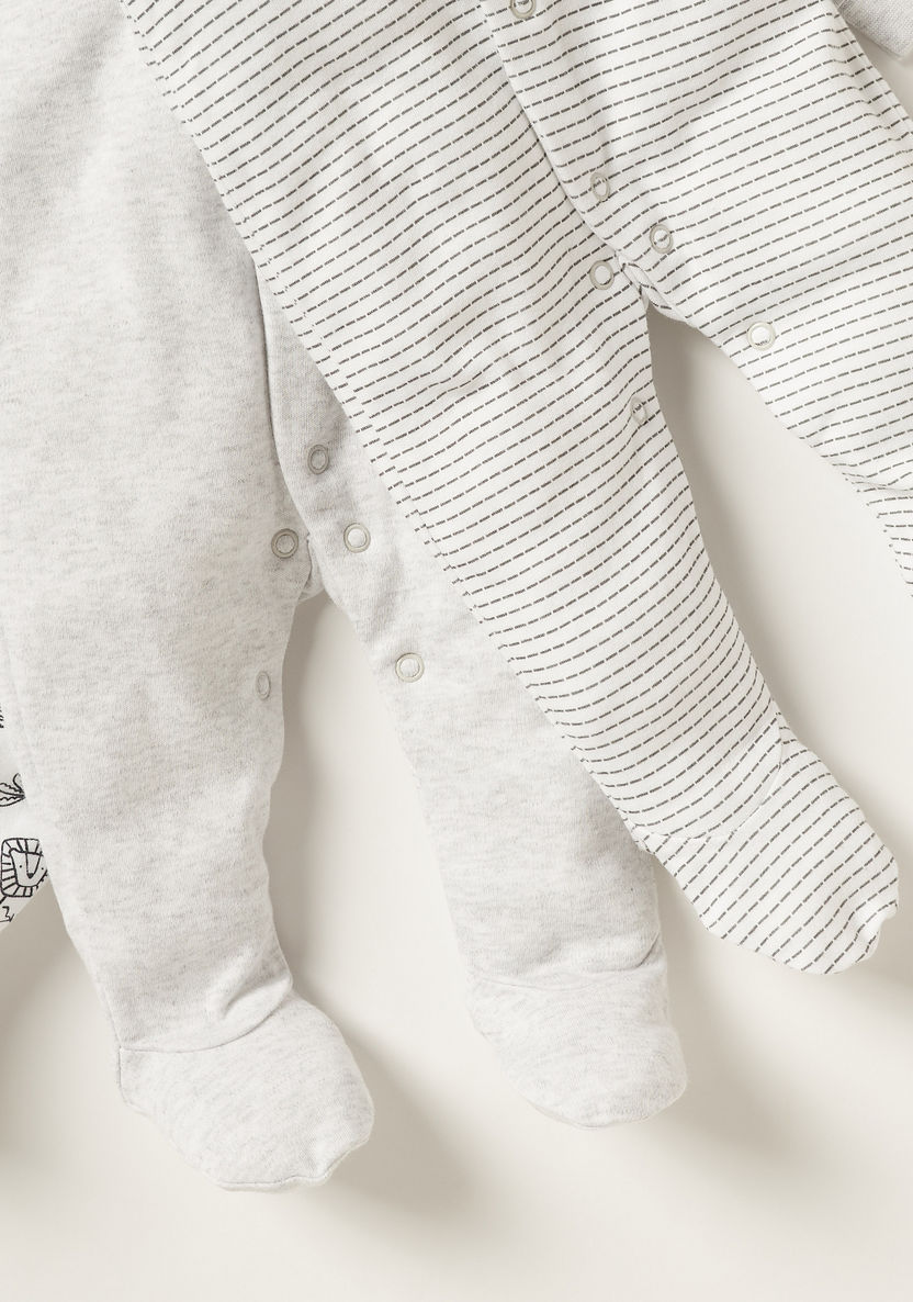 Juniors Printed Closed Feet Sleepsuit with Long Sleeves - Set of 3-Multipacks-image-2