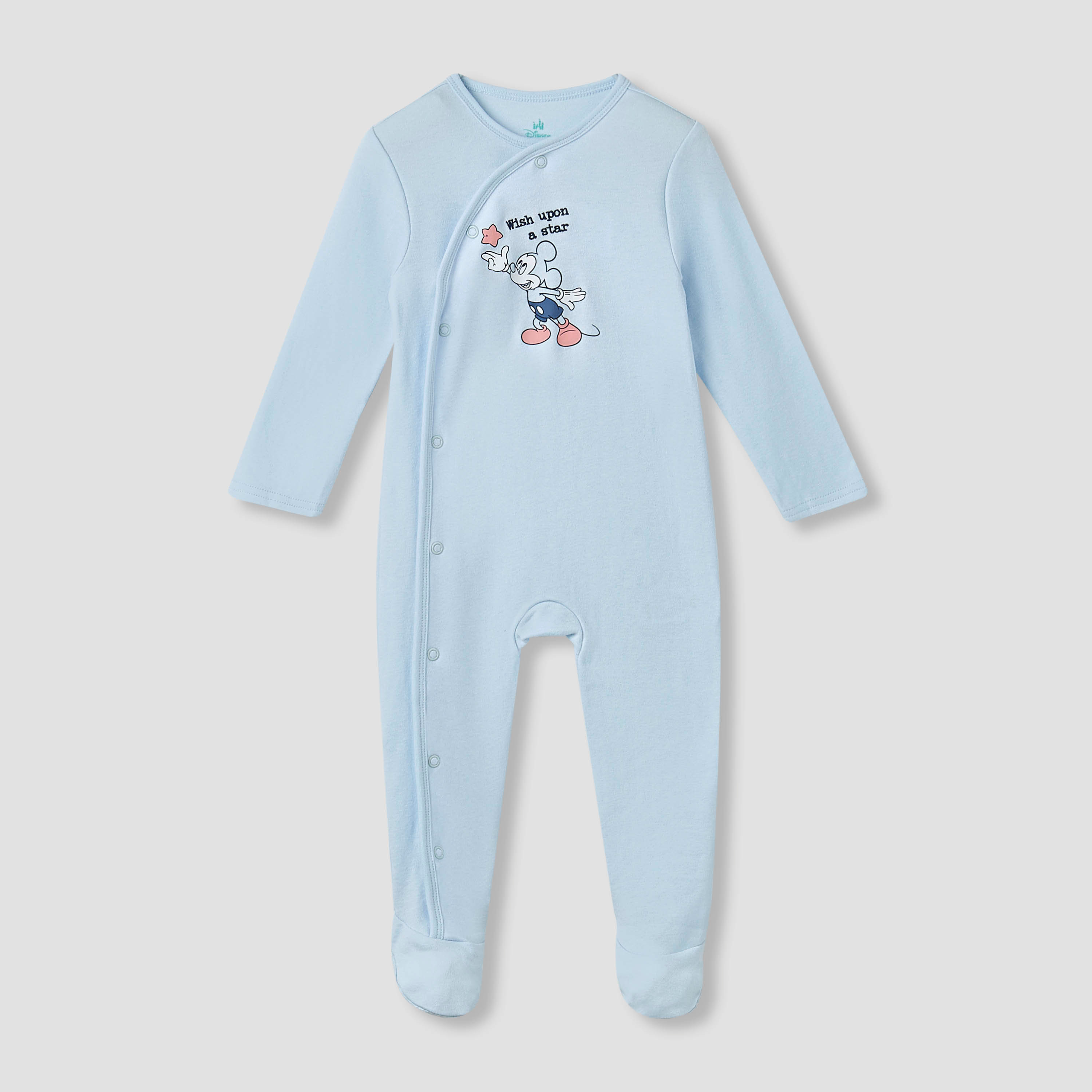 Disney Footed Sleepsuit with Mickey Mouse Print - Cotton - Long Sleeves - Set of 3-baby-boys-clothing-nightwear-sleepsuits-image-2