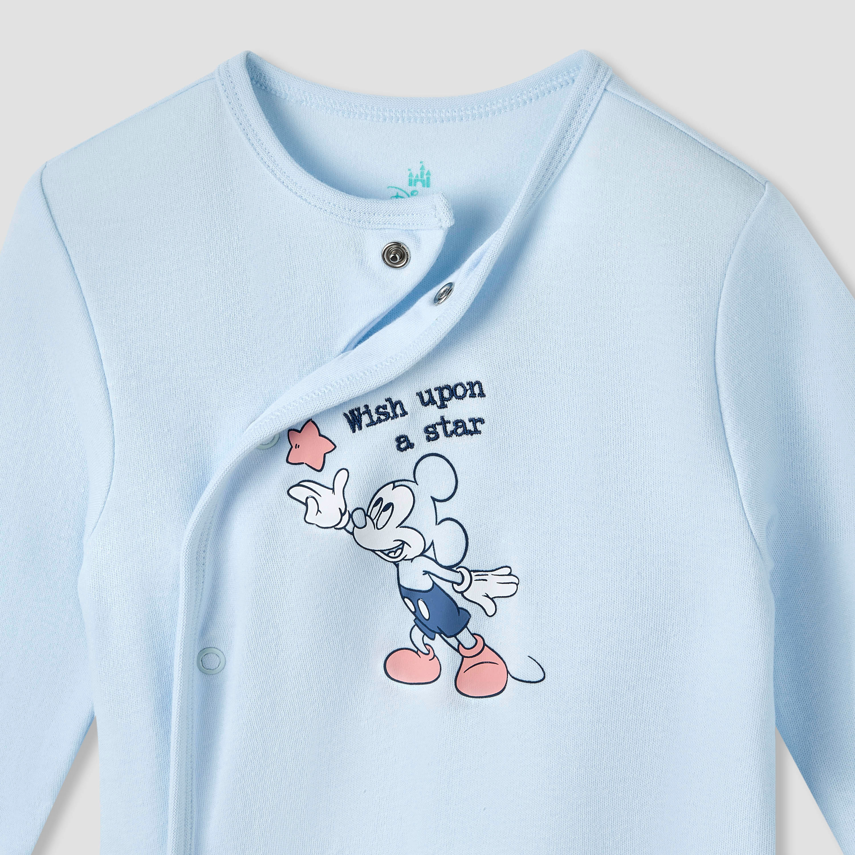 Disney Footed Sleepsuit with Mickey Mouse Print - Cotton - Long Sleeves - Set of 3-baby-boys-clothing-nightwear-sleepsuits-image-5