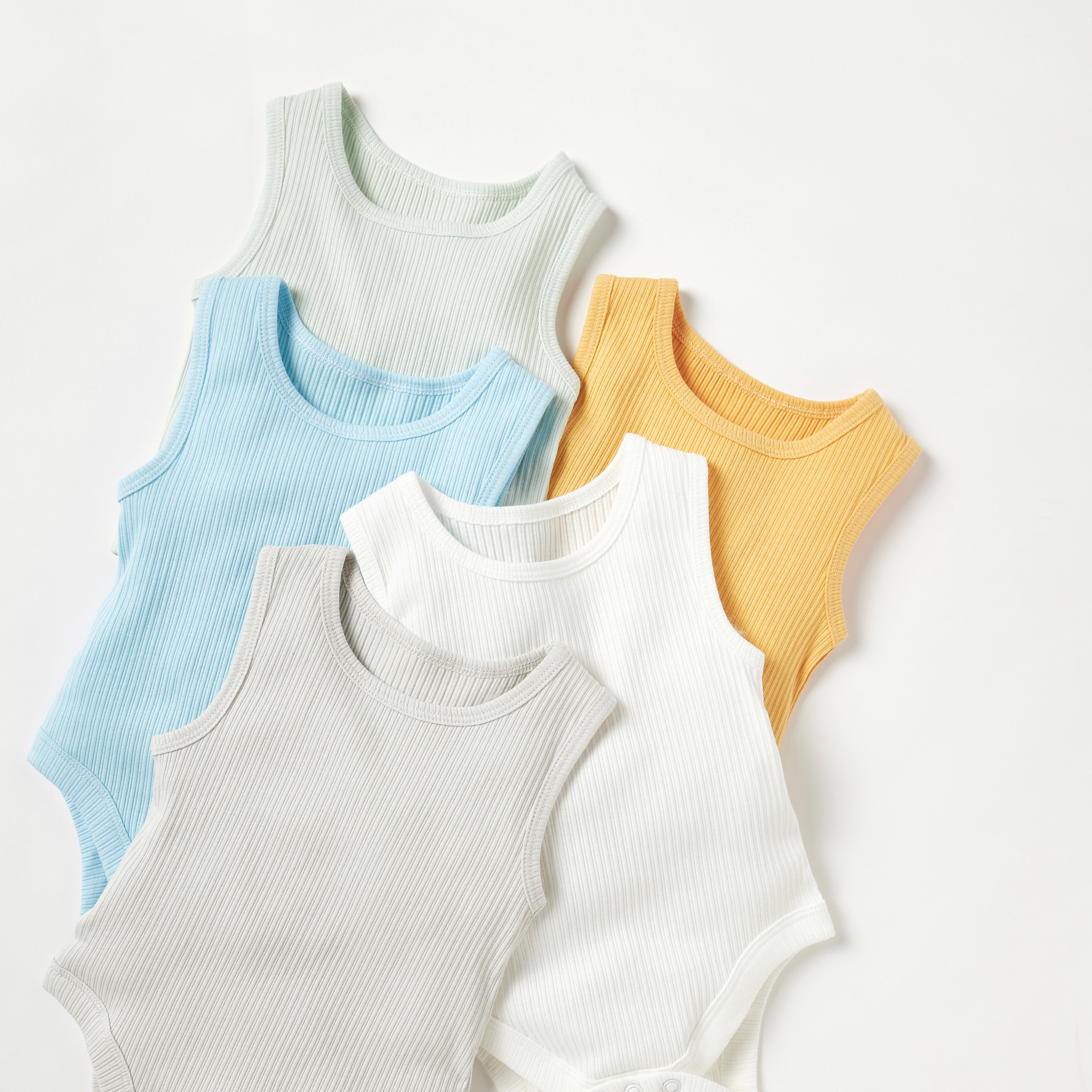 Juniors Ribbed Sleeveless Cotton Bodysuit - Set of 5-baby-boys-clothing-bodysuits-image-3