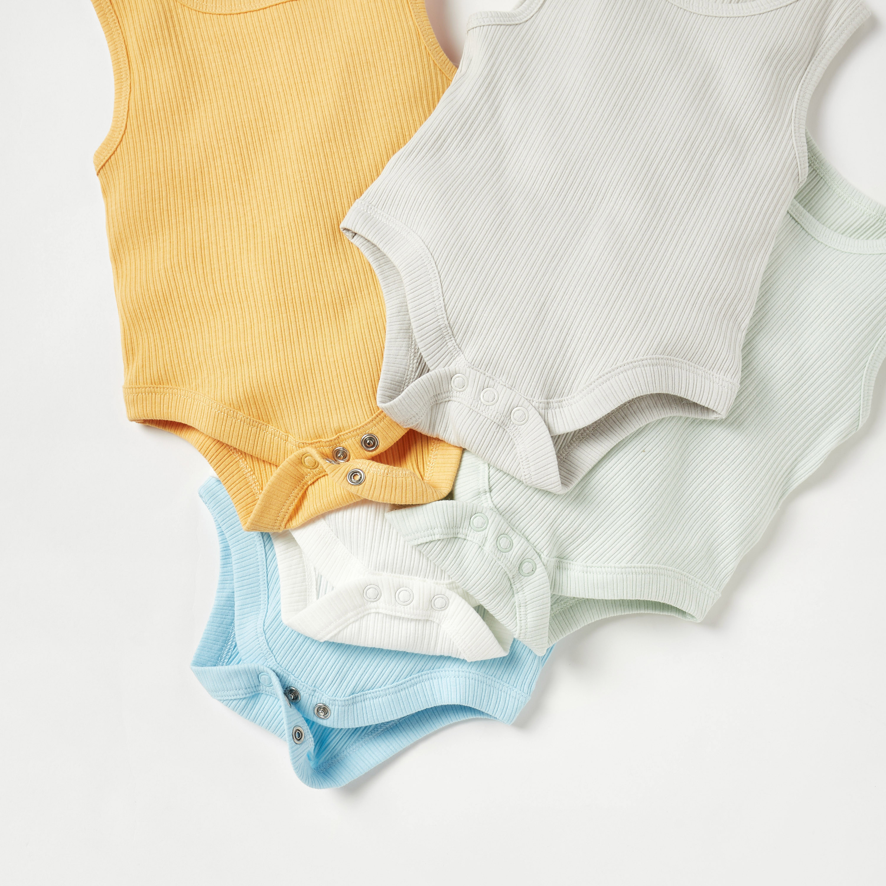 Juniors Ribbed Sleeveless Cotton Bodysuit - Set of 5-baby-boys-clothing-bodysuits-image-4