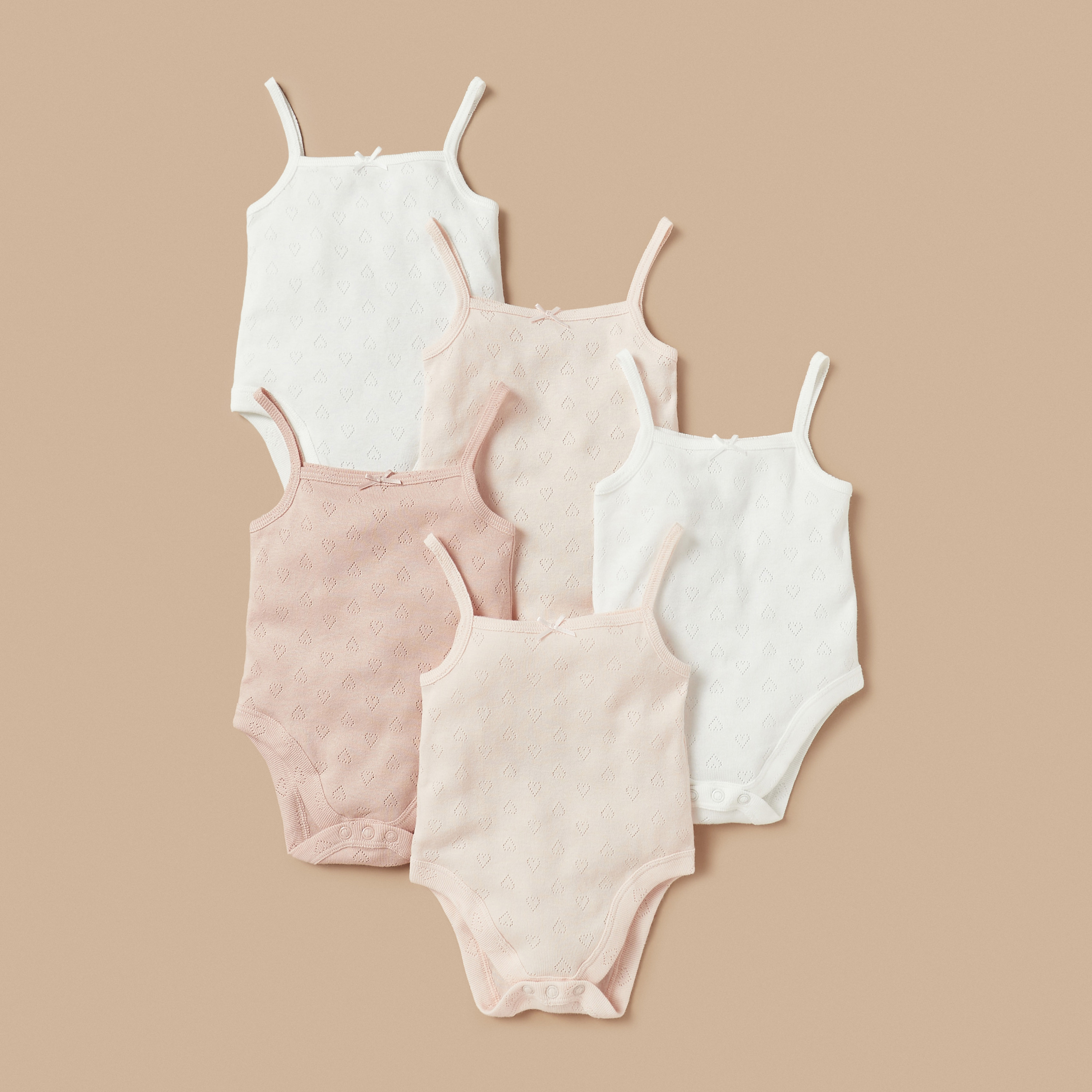 بودي سوت دون أكمام بارز الملمس من جونيورز- طقم من 5 قطع-baby-girls-clothing-bodysuits-image-1