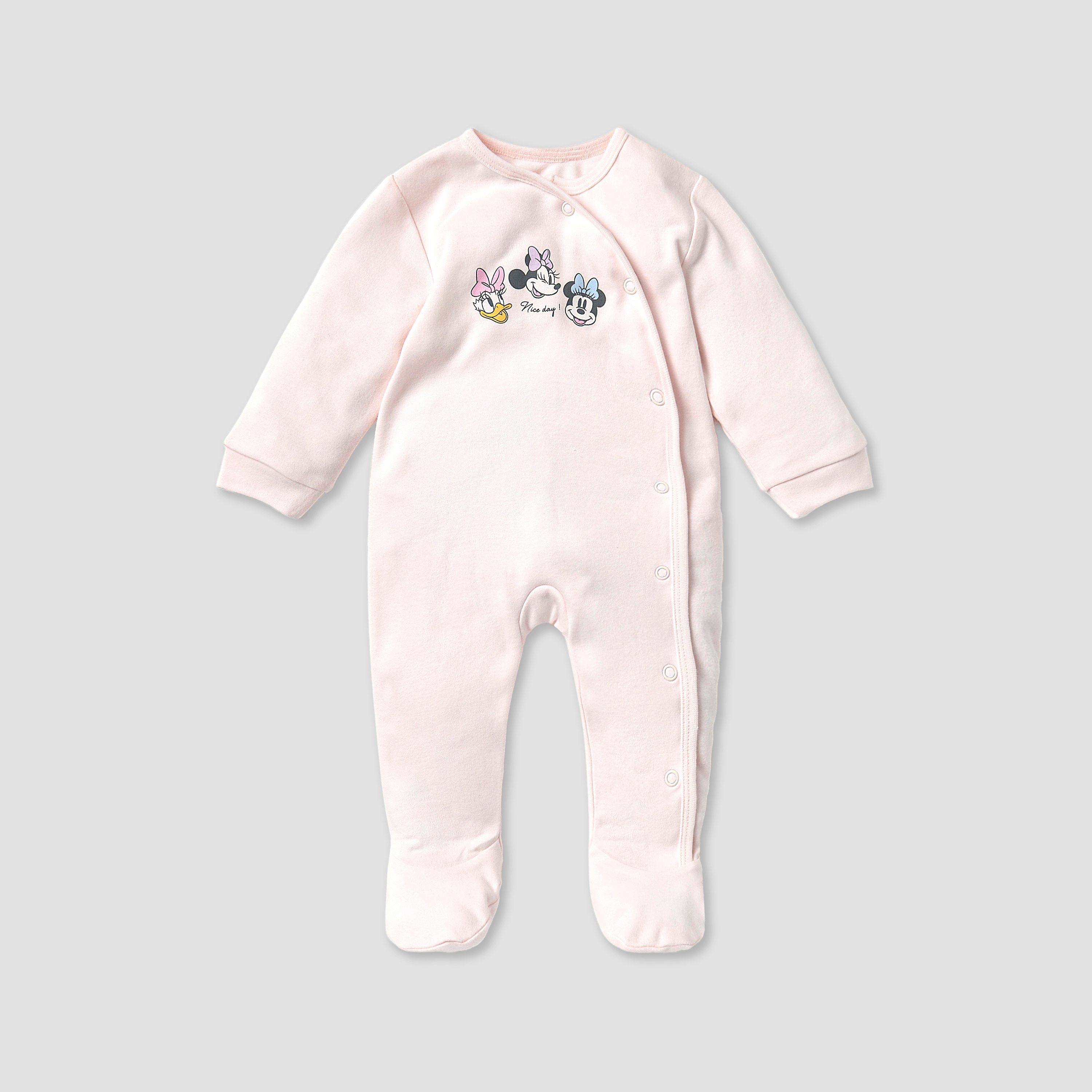 Disney Minnie and Daisy Print Closed Feet Sleepsuit with Button Closure - Set of 3-baby-girls-clothing-nightwear-sleepsuits-image-2