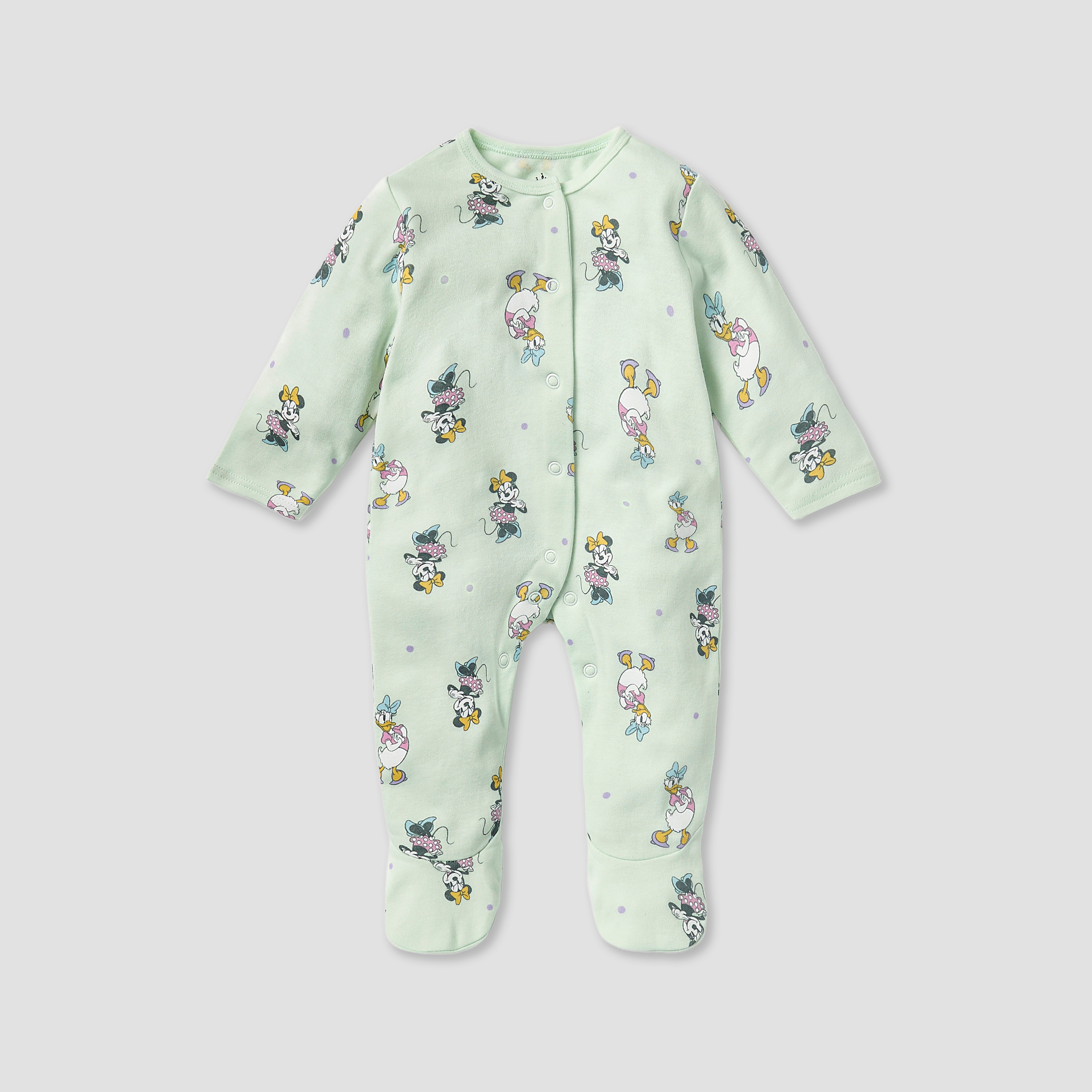 Disney Minnie and Daisy Print Closed Feet Sleepsuit with Button Closure - Set of 3-baby-girls-clothing-nightwear-sleepsuits-image-3