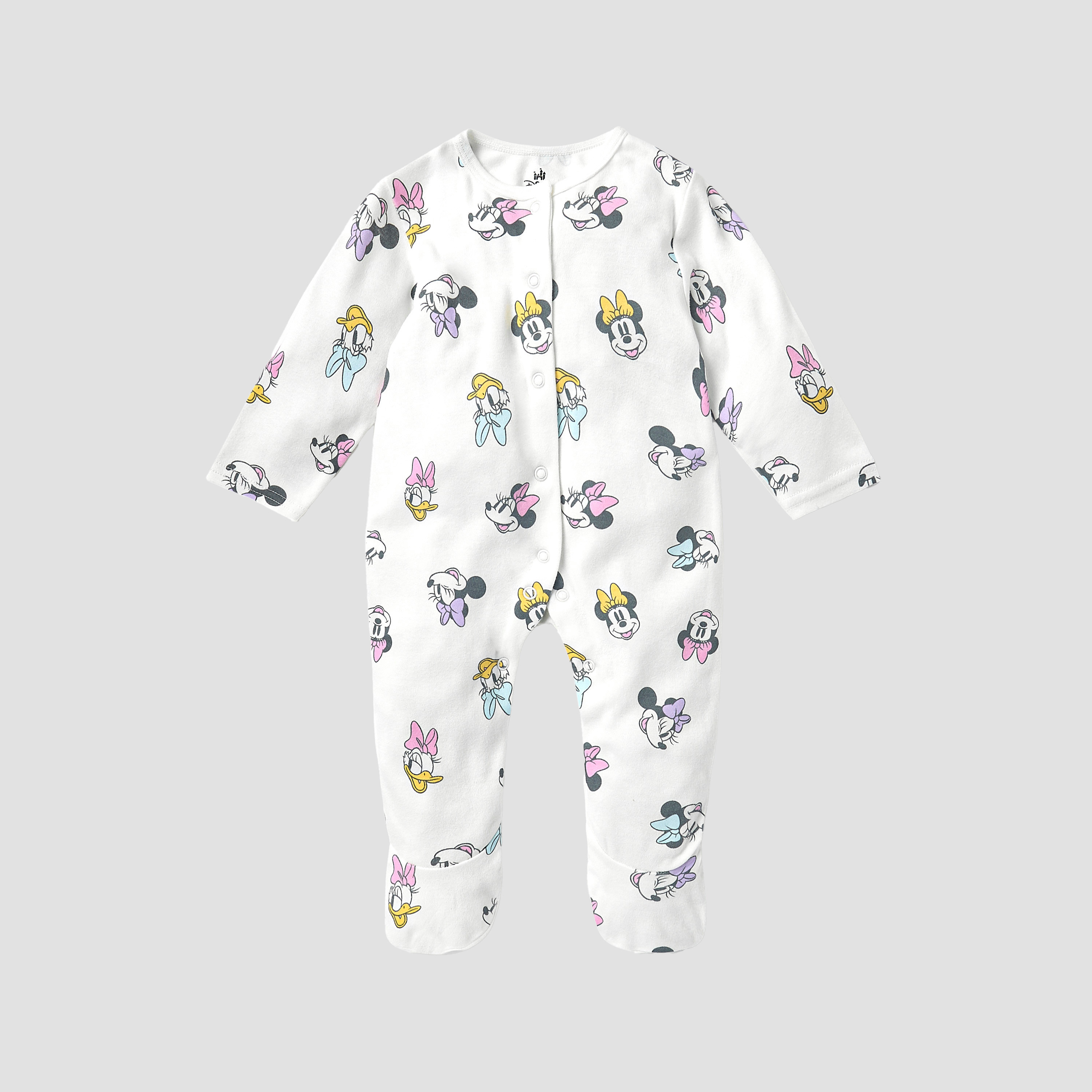 Disney Minnie and Daisy Print Closed Feet Sleepsuit with Button Closure - Set of 3-baby-girls-clothing-nightwear-sleepsuits-image-4