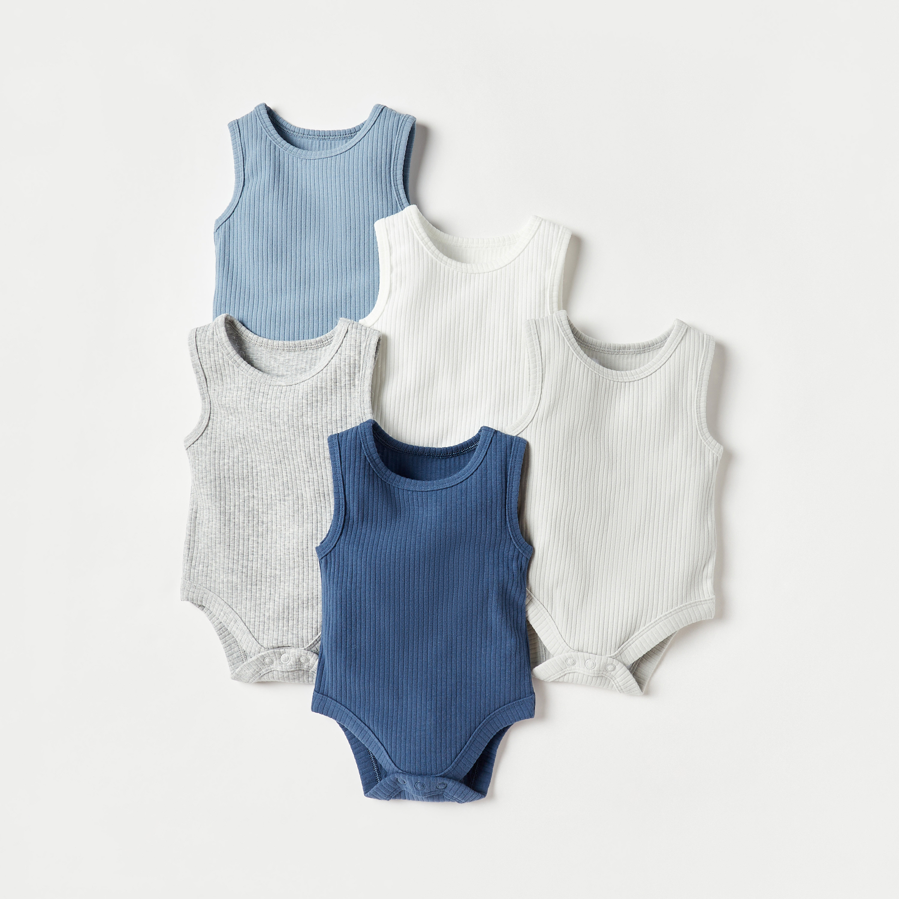 Juniors Ribbed Sleeveless Bodysuit - Set of 5-baby-boys-clothing-multipacks-image-1