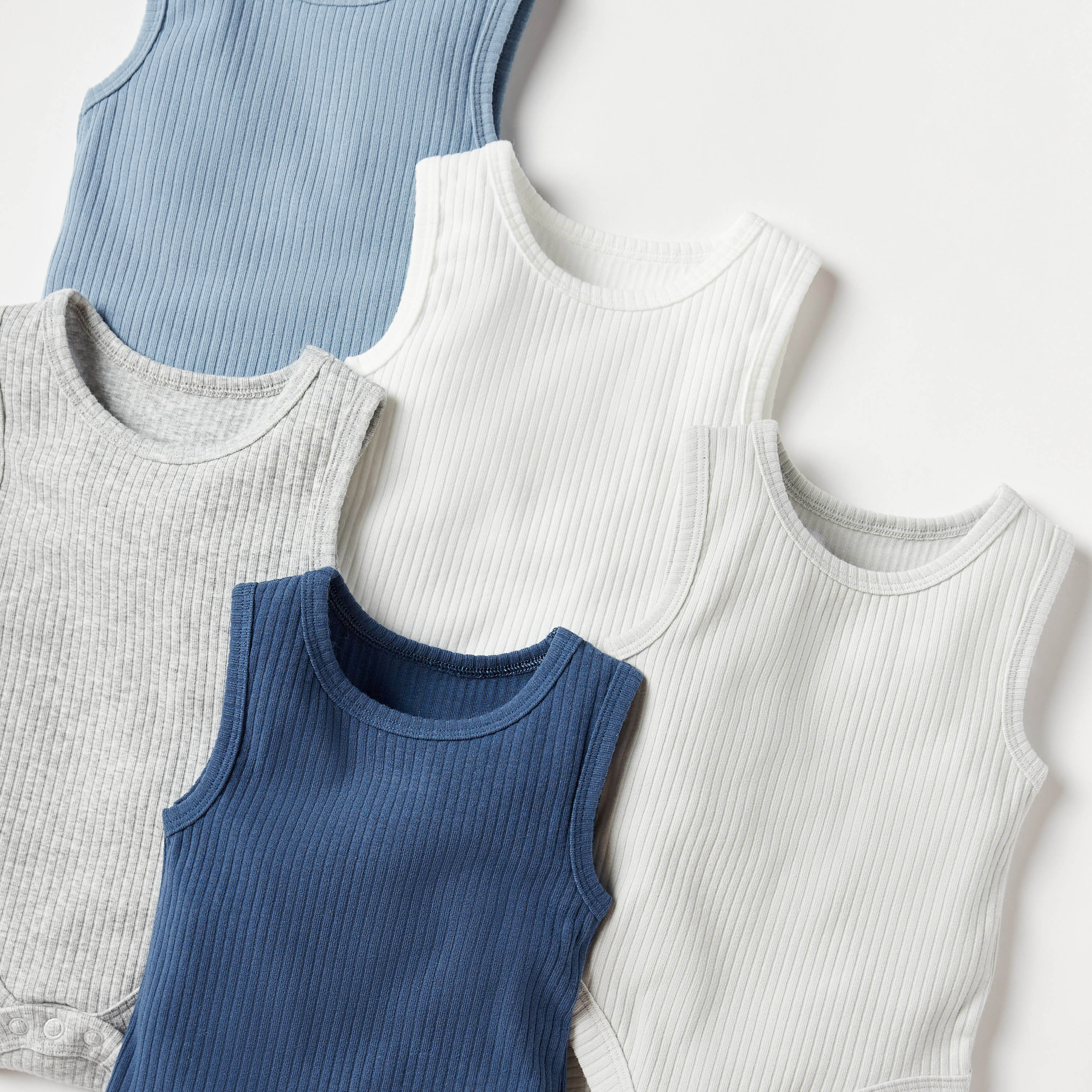 Juniors Ribbed Sleeveless Bodysuit - Set of 5-baby-boys-clothing-multipacks-image-3