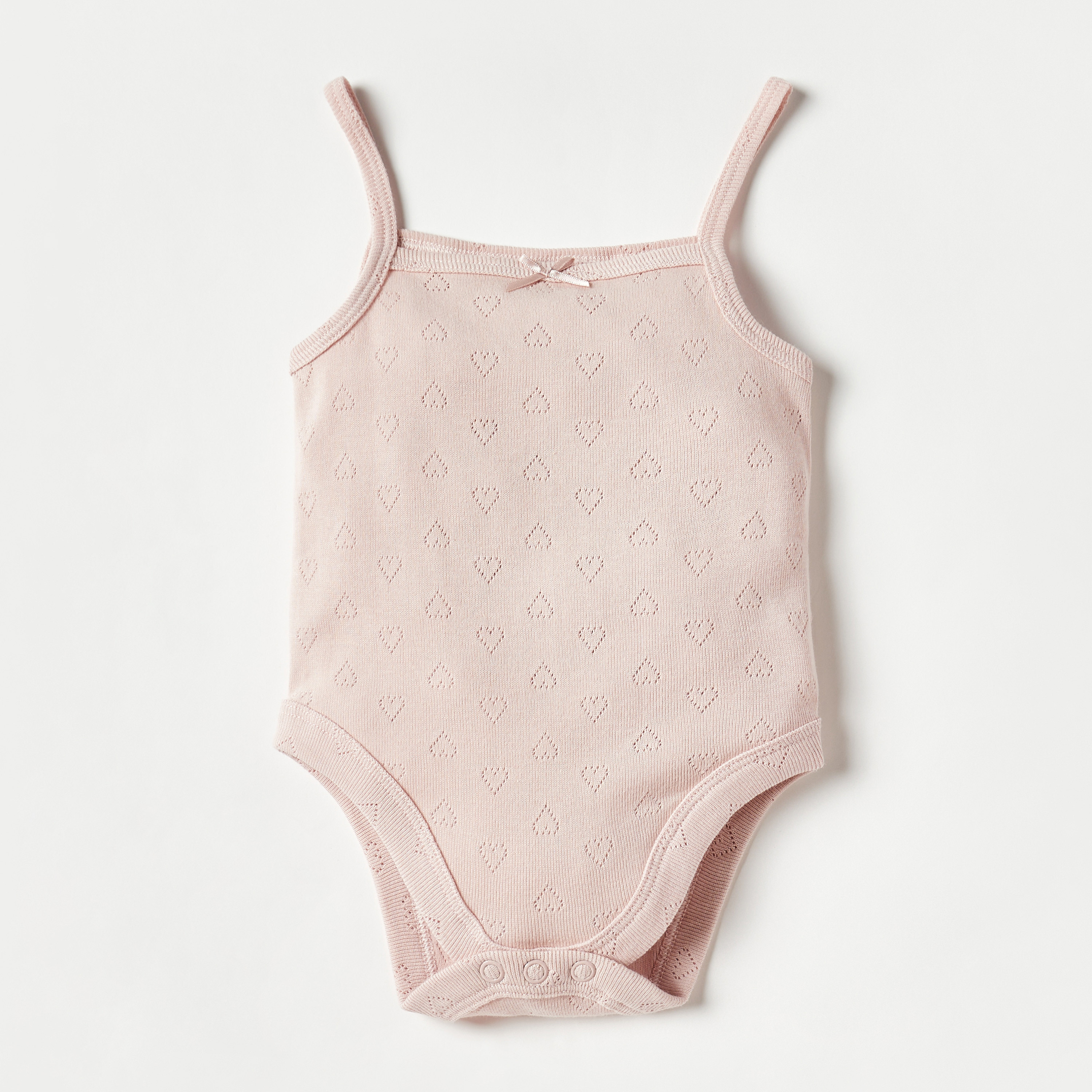Juniors Heart Detail Sleeveless Cotton Bodysuit - Set of 5-baby-girls-clothing-bodysuits-image-2