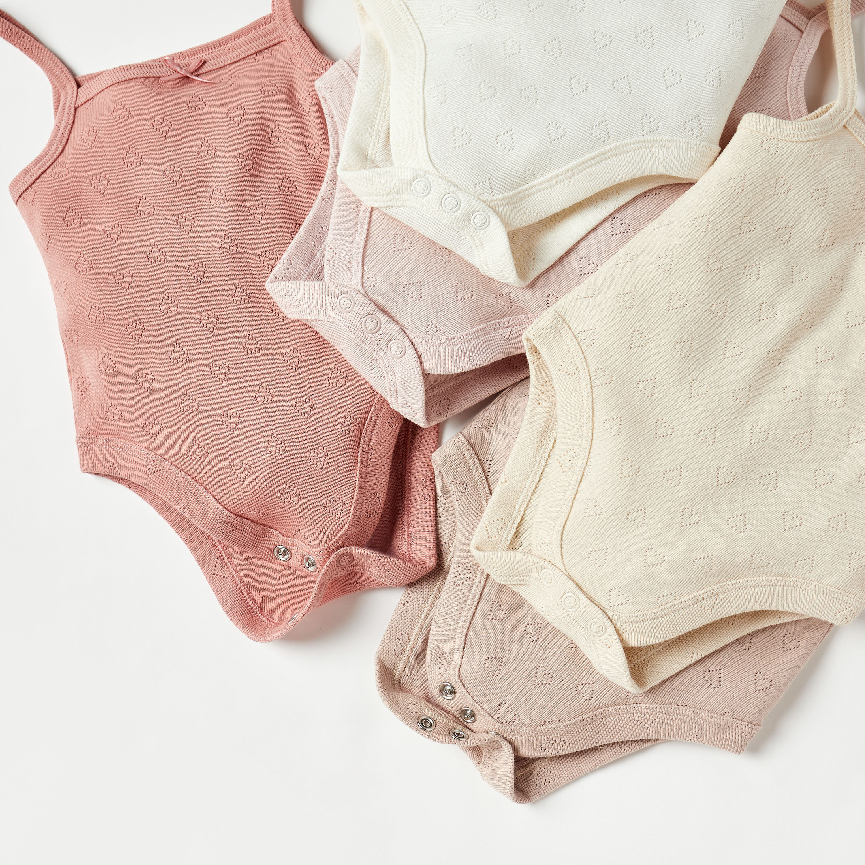 Juniors Heart Detail Sleeveless Cotton Bodysuit - Set of 5-baby-girls-clothing-bodysuits-image-4